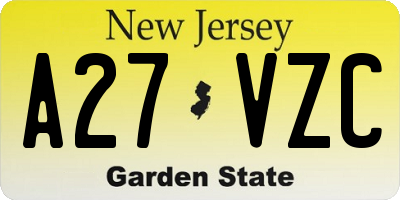 NJ license plate A27VZC