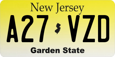 NJ license plate A27VZD