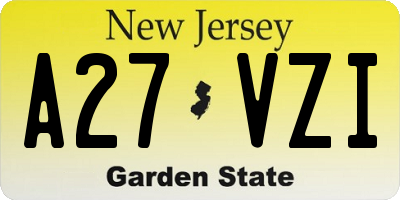 NJ license plate A27VZI