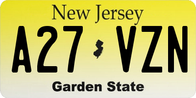 NJ license plate A27VZN