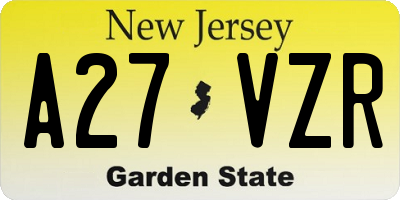NJ license plate A27VZR