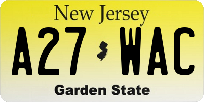 NJ license plate A27WAC
