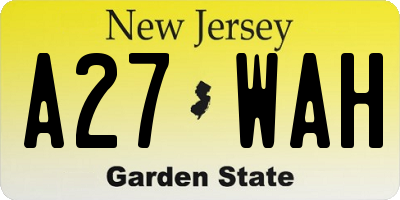 NJ license plate A27WAH