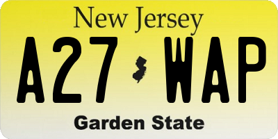 NJ license plate A27WAP