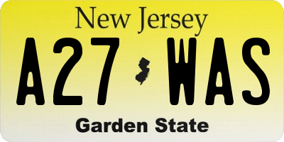 NJ license plate A27WAS