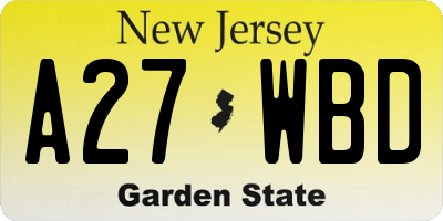 NJ license plate A27WBD