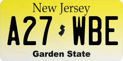NJ license plate A27WBE