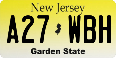 NJ license plate A27WBH