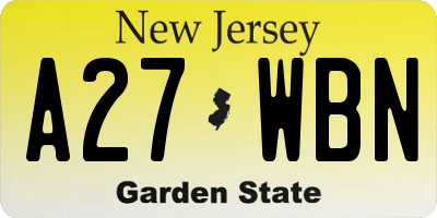 NJ license plate A27WBN