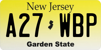NJ license plate A27WBP