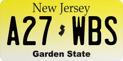 NJ license plate A27WBS