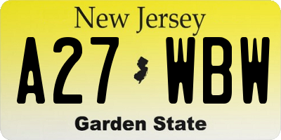 NJ license plate A27WBW