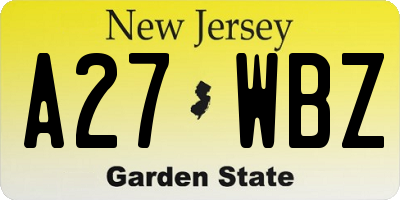 NJ license plate A27WBZ