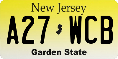 NJ license plate A27WCB