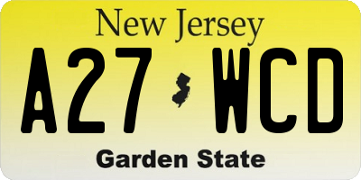 NJ license plate A27WCD