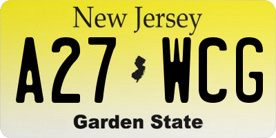 NJ license plate A27WCG