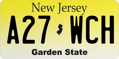 NJ license plate A27WCH