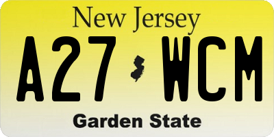 NJ license plate A27WCM