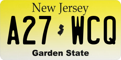 NJ license plate A27WCQ