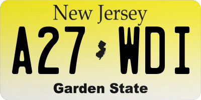 NJ license plate A27WDI