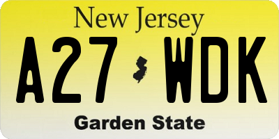 NJ license plate A27WDK