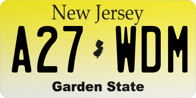 NJ license plate A27WDM