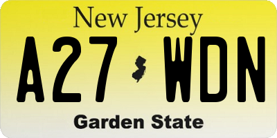 NJ license plate A27WDN