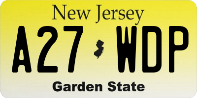 NJ license plate A27WDP
