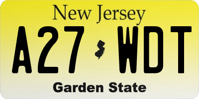 NJ license plate A27WDT