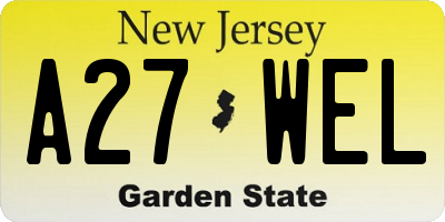 NJ license plate A27WEL