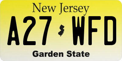 NJ license plate A27WFD