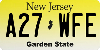 NJ license plate A27WFE