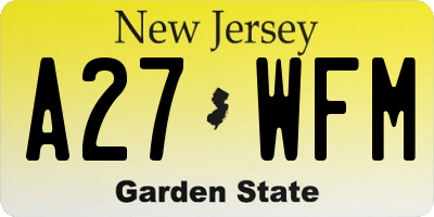 NJ license plate A27WFM