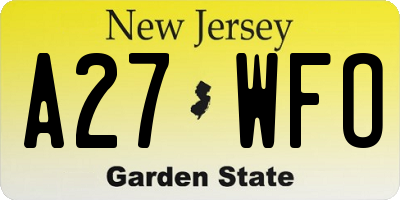 NJ license plate A27WFO