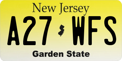 NJ license plate A27WFS