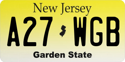NJ license plate A27WGB