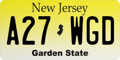 NJ license plate A27WGD