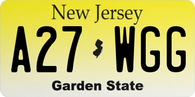 NJ license plate A27WGG