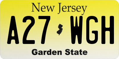 NJ license plate A27WGH