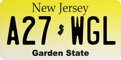 NJ license plate A27WGL