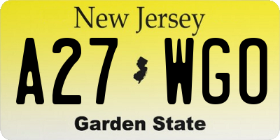 NJ license plate A27WGO