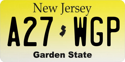 NJ license plate A27WGP