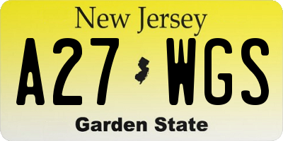 NJ license plate A27WGS