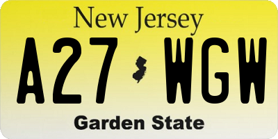 NJ license plate A27WGW