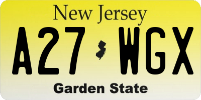 NJ license plate A27WGX