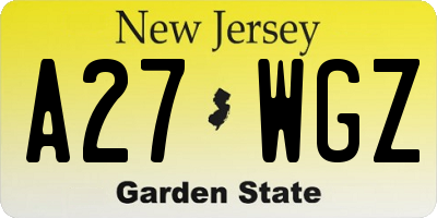 NJ license plate A27WGZ