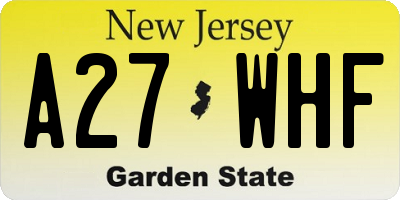 NJ license plate A27WHF