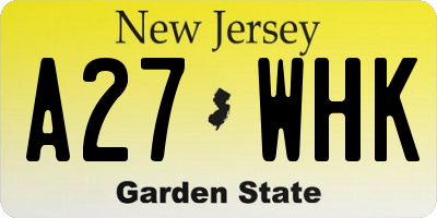 NJ license plate A27WHK
