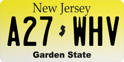 NJ license plate A27WHV