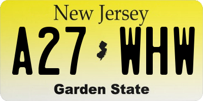 NJ license plate A27WHW